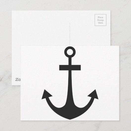 Schwarzer Anker Postkarte (Vorne/Hinten)