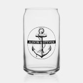 Schwarzer Anker und Namen nautische Hochzeit Dosenglas (Vorderseite)