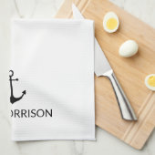 Schwarzer Ankerpunkt des benutzerdefinierten Boote Geschirrtuch (Viertel Falte)