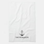 Schwarzer Ankerpunkt des benutzerdefinierten Boote Geschirrtuch (Vertikal)