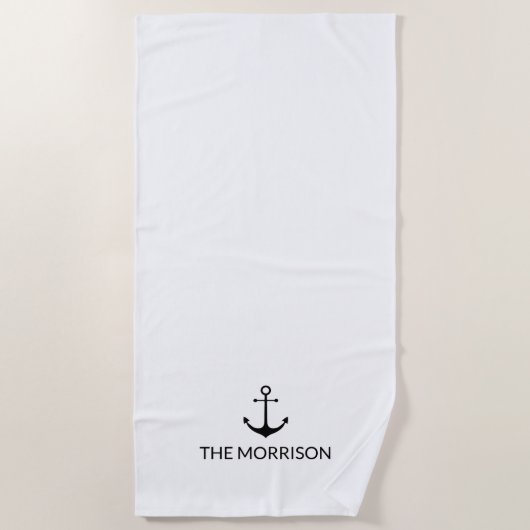 Schwarzer Ankerpunkt des benutzerdefinierten Boote Strandtuch (Vorderseite)