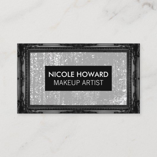 Schwarzer Antikrahmen | Gray Grunge Texture Visitenkarte (Vorderseite)