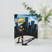 Schwarzer Anzug Superhero Postkarte (Stehend Vorderseite)