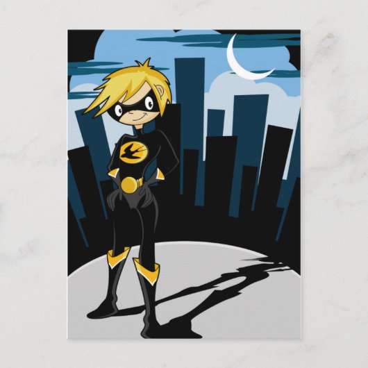 Schwarzer Anzug Superhero Postkarte (Vorderseite)