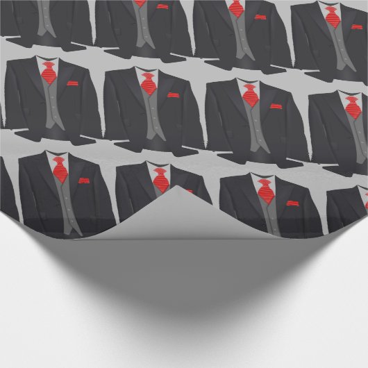 Schwarzer Anzug und rote Krawatte Geschenkpapier (Ecke)
