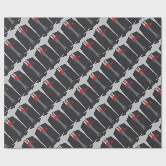 Schwarzer Anzug und rote Krawatte Geschenkpapier (Flach)