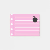 Schwarzer Apfel Rosa Noten Post-it Klebezettel (Vorderseite)