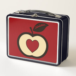 Schwarzer Apfel + rotes Herz Logo Food to Grow Metall Brotdose