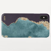 *~* Schwarzer Aquamariner Agate Geode Gold Glitzer Case-Mate iPhone Hülle (Rückseite (Horizontal))