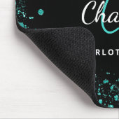 Schwarzer aquamariner Glitzer Mousepad (Ecke)