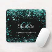 Schwarzer aquamariner Glitzer Mousepad (Mit Mouse)
