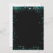 Schwarzer aquamariner grüner Glitzer zum Geburtsta Einladung (Rückseite)