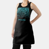 Schwarzer Aquamariner Imitat Glitzer Personalisier Schürze (InSitu)