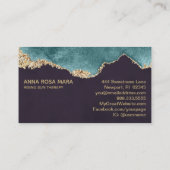 *~* Schwarzer Aquamariner Moss Agate Geode Gold Gl Visitenkarte (Rückseite)