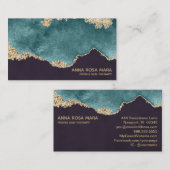 *~* Schwarzer Aquamariner Moss Agate Geode Gold Gl Visitenkarte (Vorne/Hinten)