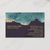 *~* Schwarzer Aquamariner Moss Agate Geode Gold Gl Visitenkarte (Rückseite)