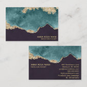 *~* Schwarzer Aquamariner Moss Agate Geode Gold Gl Visitenkarte (Vorne/Hinten)