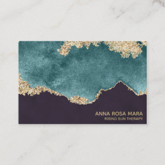 *~* Schwarzer Aquamariner Moss Agate Geode Gold Gl Visitenkarte