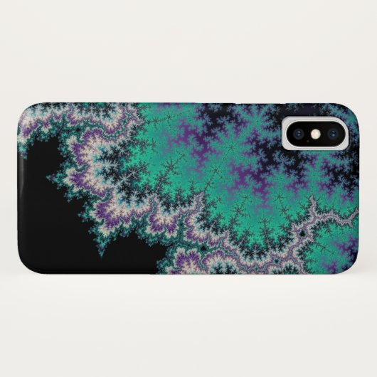 Schwarzer, aquamariner und lila Fraktal iPhone X Case-Mate iPhone Hülle (Rückseite (Horizontal))