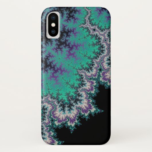 Schwarzer, aquamariner und lila Fraktal iPhone X Case-Mate iPhone Hülle (Rückseite)