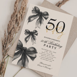 Schwarzer Aquarell-Coquette-Bogen 50. Geburtstag B Einladung