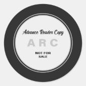 Schwarzer ARC Advance Reader Exemplar Nicht für de Runder Aufkleber (Vorderseite)