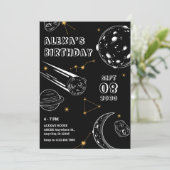 Schwarzer Astrologie Mond Geburtstag Einladung (Stehend Vorderseite)