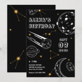 Schwarzer Astrologie Mond Geburtstag Einladung (Vorne/Hinten)