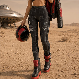 Schwarzer Astronautenanzug für Science-Fiction-Wel Leggings