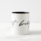 schwarzer "atmen" Text Zweifarbige Tasse (Mittel)