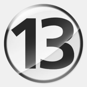 Schwarzer Aufkleber der Nr. 13