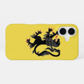 Schwarzer aufsteigender Löwe iPhone 16 Hülle (Rückseite (Horizontal))