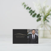 Schwarzer Auto-Service-QR-Code-Foto Schwarz & Gold Visitenkarte (Stehend Vorderseite)