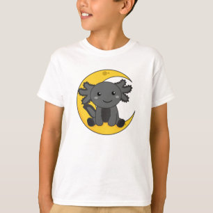 Schwarzer Axoltolt auf dem Mond Gute Nacht T-Shirt