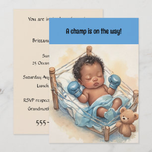 Schwarzer Baby-Box-Champion Digital-Download-Einla Einladung