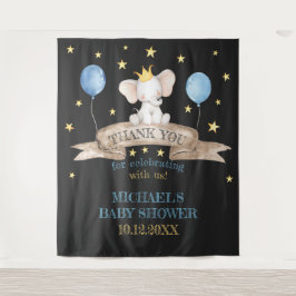 schwarzer Babyshower-Sterne-Ballon-Elefanten-Hinte Wandteppich