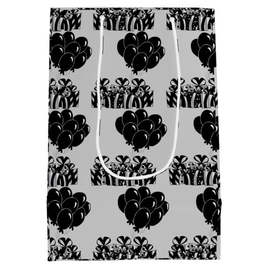 Schwarzer Ballon-Geburtstag | personifizieren Mittlere Geschenktüte (Rückseite)