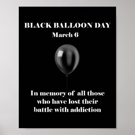 Schwarzer Ballon Tag Überdosierung Sensibilisierun Poster (Vorne)