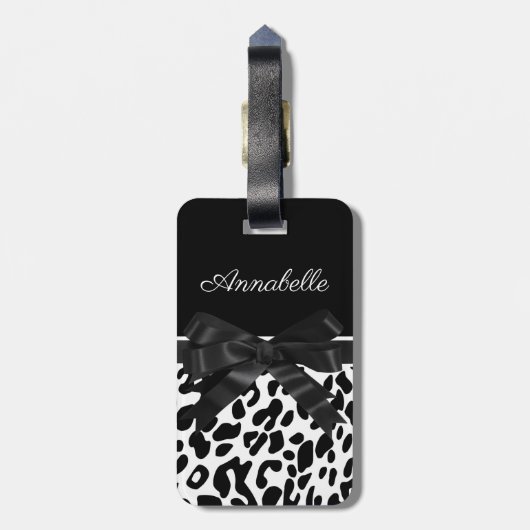 Schwarzer Band-Leopard-Druck Gepäckanhänger (Rückseite vertikal)