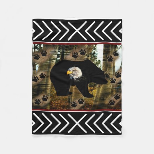 Schwarzer Bär Adlerbär Paw Prinz Wilderness Fleecedecke (Vorderseite)