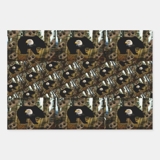 Schwarzer Bär Adlerbär Paw Prinz Wilderness Geschenkpapier Set (Vorderseite 2)