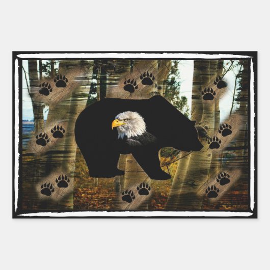 Schwarzer Bär Adlerbär Paw Prinz Wilderness Geschenkpapier Set (Vorderseite)