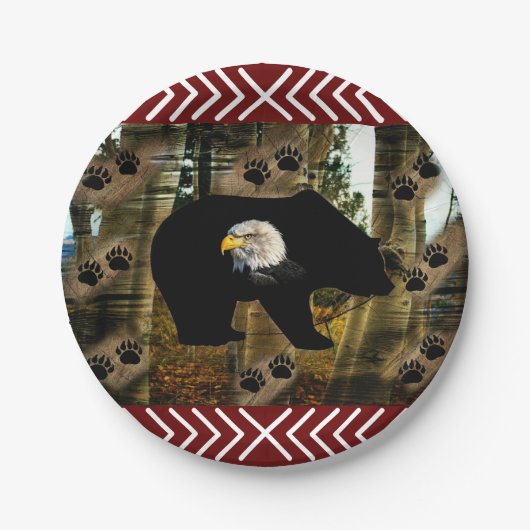 Schwarzer Bär Adlerbär Paw Prinz Wilderness Pappteller (Vorderseite)