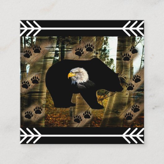 Schwarzer Bär Adlerbär Paw Prinz Wilderness Quadratische Visitenkarte (Vorderseite)