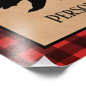 Schwarzer Bär auf einem roten und schwarzen Karier Fotodruck (Ecke)