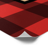 Schwarzer Bär auf einem roten und schwarzen Karier Poster (Ecke)