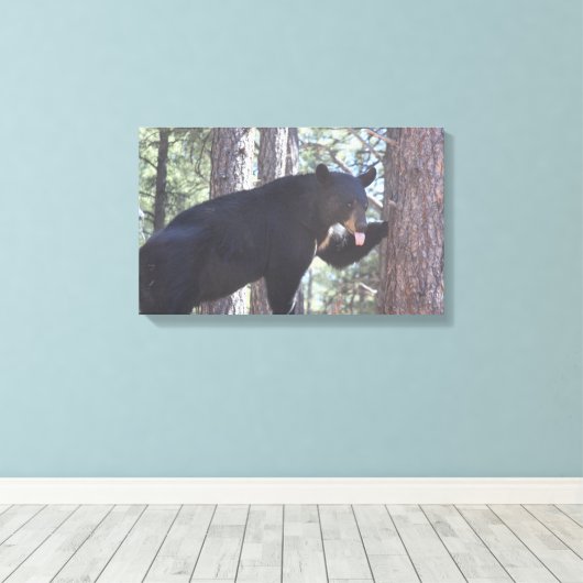 Schwarzer Bär, Canvas Prints Leinwanddruck (Insitu (Holzboden))