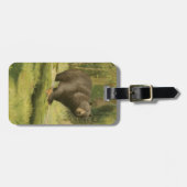 Schwarzer Bär, der auf einen Baum-Stamm tritt Gepäckanhänger (Vorderseite horizontal)