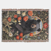 Schwarzer Bär farbenfrohe Tulip-Blume Decke (Vorderseite)