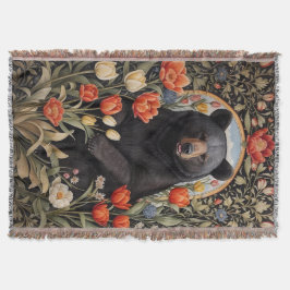 Schwarzer Bär farbenfrohe Tulip-Blume Decke